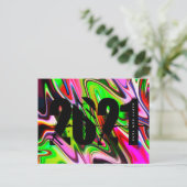 2021 Nieuwjaars Trippy Liquid Bold Lettertype Briefkaart (Staand voorkant)