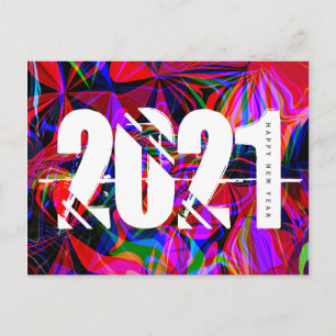 2021 Nieuwjaars Trippy Vloeibare Vet Gedrukt Schri Briefkaart