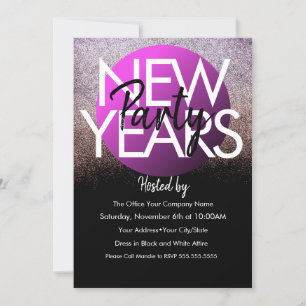2021 Nieuwjaarsbedrijfsfeest Paarse Glitters Kaart