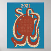 2021 Octopus Red en Blue Calendar Poster (Voorkant)