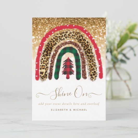 2021 Op maat gemaakte Kerstregenboog Gouden Glitte (Staand voorkant)