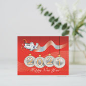 2021, P-51 mustang, kerstkaart, tekst bewerkbaar Feestdagenkaart (Staand voorkant)