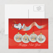 2021, P-51 mustang, kerstkaart, tekst bewerkbaar Feestdagenkaart (Voorkant / Achterkant)