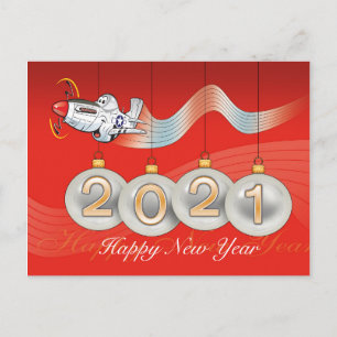 2021, P-51 mustang, kerstkaart, tekst bewerkbaar Feestdagenkaart