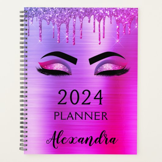 2021 Paarse glitter Sparkle Eyelashes Glam Planner (Voorkant)