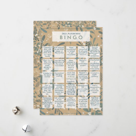 2021 Pandemisch BINGO Funny Mistletoe Gold Kerstmi Feestdagenkaart (Voorkant / Achterkant in situ)