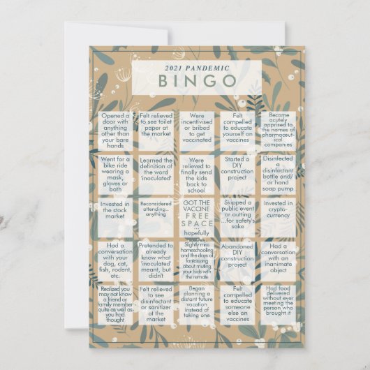 2021 Pandemisch BINGO Funny Mistletoe Gold Kerstmi Feestdagenkaart (Voorkant)