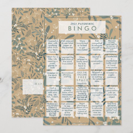 2021 Pandemisch BINGO Funny Mistletoe Gold Kerstmi Feestdagenkaart (Voorkant / Achterkant)