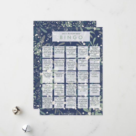 2021 Pandemisch BINGO Funny Mistletoe Navy Kerstmi Feestdagenkaart (Voorkant / Achterkant in situ)