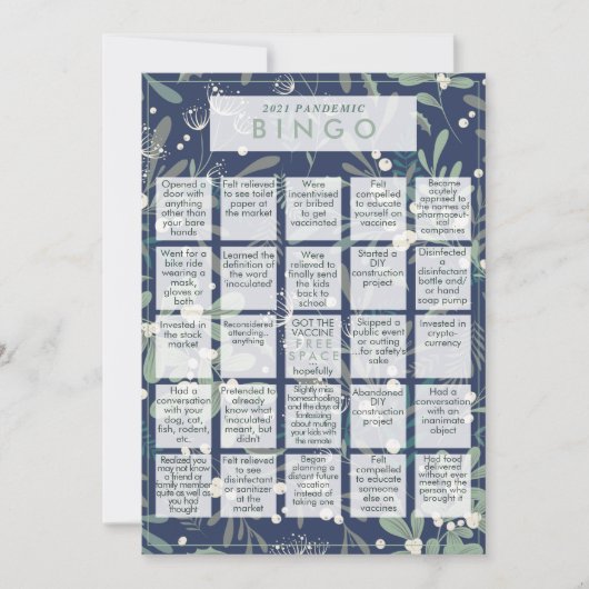 2021 Pandemisch BINGO Funny Mistletoe Navy Kerstmi Feestdagenkaart (Voorkant)