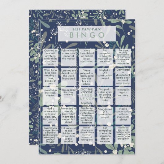 2021 Pandemisch BINGO Funny Mistletoe Navy Kerstmi Feestdagenkaart (Voorkant / Achterkant)