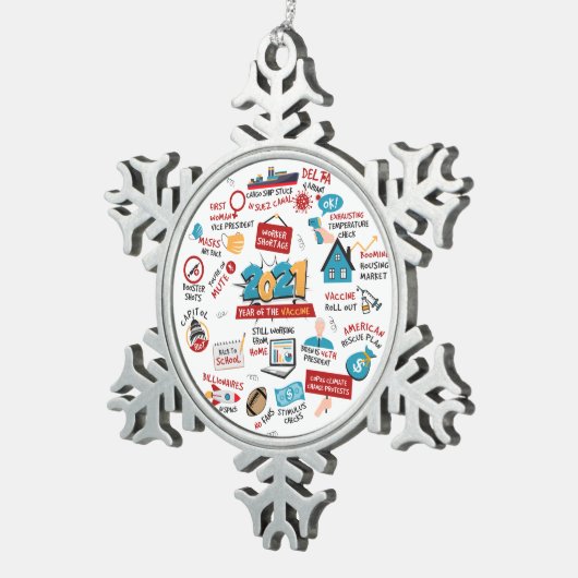 2021 Pandemisch jaar Vaccin Memorabilia Kerstmis Tin Sneeuwvlok Ornament (Rechts)