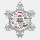 2021 Pandemisch jaar Vaccin Memorabilia Kerstmis Tin Sneeuwvlok Ornament (Voorkant)