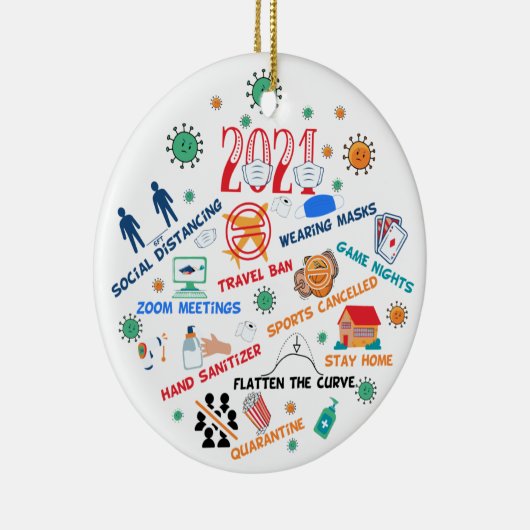 2021 pandemische kerst keramisch ornament (Rechts)