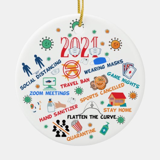 2021 pandemische kerst keramisch ornament (Voorkant)
