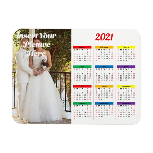 2021 Persoonlijke foto Rainbow Calendar Hor Magneet (Horizontaal)