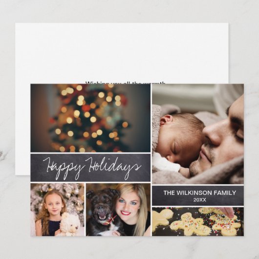 2021 Prettige feestdagen Photo Collage Chalkboard Feestdagenkaart (Voorkant / Achterkant)