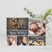 2021 Prettige feestdagen Photo Collage Chalkboard Feestdagenkaart (Staand voorkant)