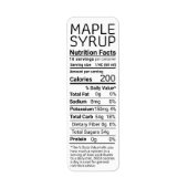2021 Retouradres: Maple Syrup Nutrition White Etiket (Voorkant)