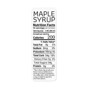 2021 Retouradres: Maple Syrup Nutrition White Etiket