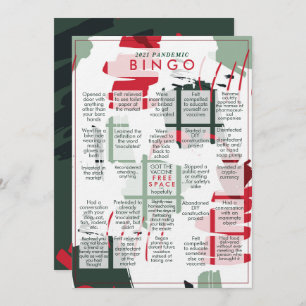 2021 Rona Pandemic BINGO Funny Flat Kerstcard Feestdagenkaart