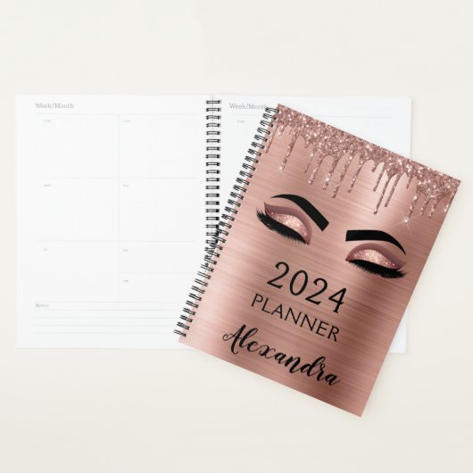 2021 Roos Gold Blush Pink Glitter Eyelashes Planner (Display)