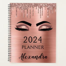 2021 Roos Gold Blush Pink Glitter Eyelashes Planner