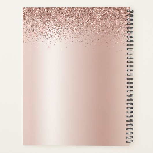 2021 Roos Gold Blush Pink Glitter Monogram Planner (Achterkant)