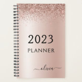 2021 Roos Gold Blush Pink Glitter Monogram Planner (Voorkant)