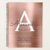 2021 Roos Gold Blush Pink Sparkle Monogram Planner (Voorkant)