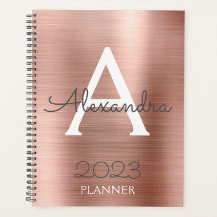 2021 Roos Gold Blush Pink Sparkle Monogram Planner