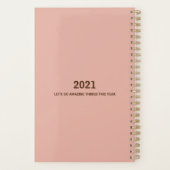 2021 Roos Goud Roze Faux Marmer Trendy Planner (Achterkant)