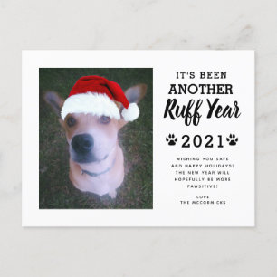 2021 Ruff Year Funny Dog Foto gepersonaliseerd Feestdagenkaart