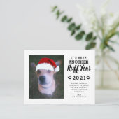 2021 Ruff Year Funny Dog Foto gepersonaliseerd Feestdagenkaart (Staand voorkant)