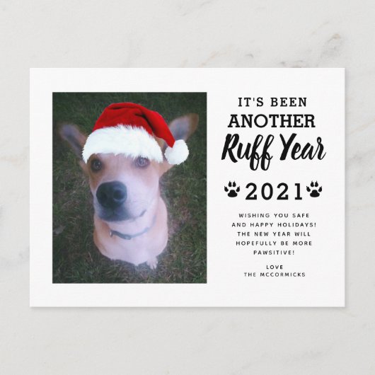 2021 Ruff Year Funny Dog Foto gepersonaliseerd Feestdagenkaart (Voorkant)