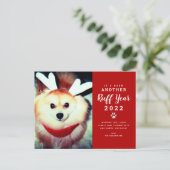 2021 Ruff Year Funny Kersthond Foto Feestdagenkaart (Staand voorkant)