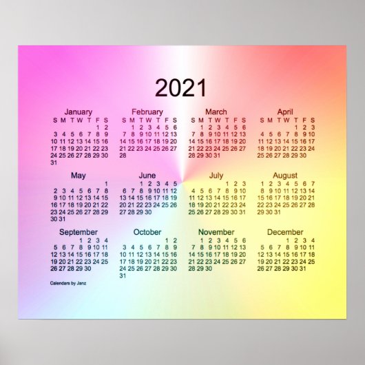 2021 Sangria Shimmer Wandkalender van Janz Poster (Voorkant)