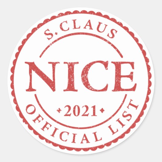 2021 Santa Nice List Holiday Kerst sticker (Voorkant)