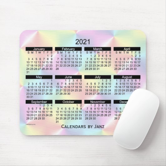 2021 Satin Rainbow Bold Calendar van Janz Muismat (Met muis)