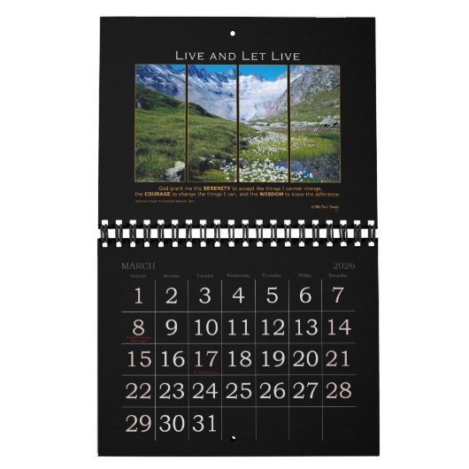 2021 Serenity Prayer God Grant Quote Recovery Kalender (Mar 2026)