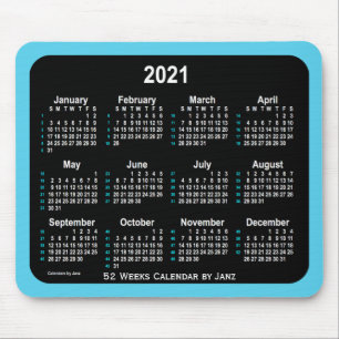 2021 Sky Blue Neon 52 Weeks Agenda van Janz Muismat