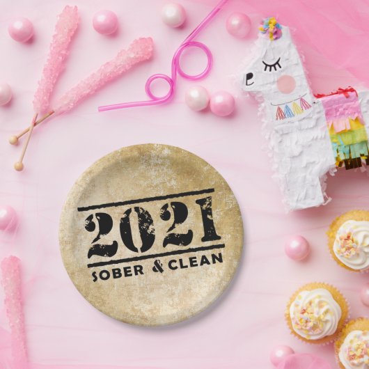 2021 Sober & Clean Celebrates Recovery Sobriety Papieren Bordje (Feest)
