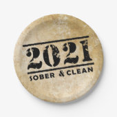 2021 Sober & Clean Celebrates Recovery Sobriety Papieren Bordje (Voorkant)