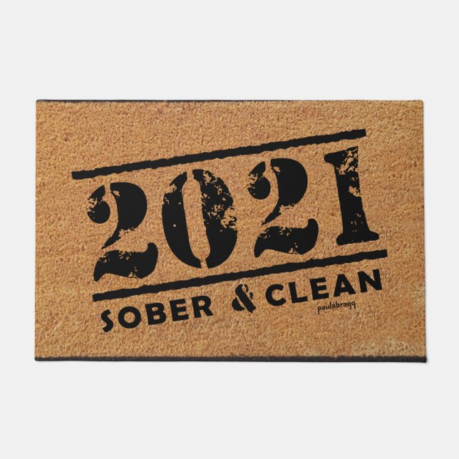 2021 Sober & Clean Drug & Alcohol Addiction Free Deurmat (Voorkant)