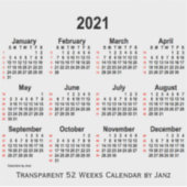 2021 Transparant 52 Weken Kalender door Janz Sticker (Voorkant)
