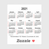 2021 Transparant 52 Weken Kalender door Janz Sticker (Vel)