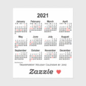 2021 Transparante Vakantiekalender door Janz Sticker (Vel)
