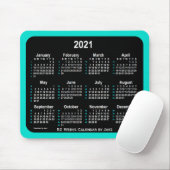 2021 Turquoise Neon 52 weken agenda van Janz Muismat (Met muis)