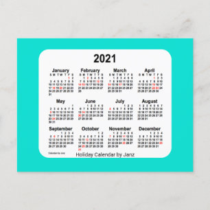 2021 Turquoise Vakantie Mini Kalender door Janz Feestdagenkaart