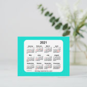 2021 Turquoise Vakantie Mini Kalender door Janz Feestdagenkaart (Staand voorkant)